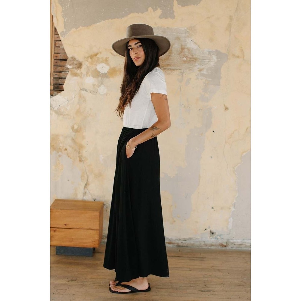 Rachel Pally Skirt XS "Rosalie" Black‎ Linen & Cotton Maxi Cottagecore Boho